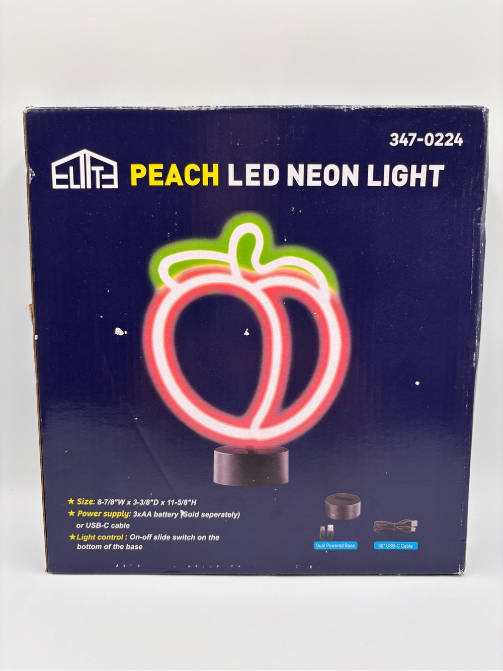 Elite Peach LED Neon Light Desk Lamp Dual Power USB Battery Room Decor NIB